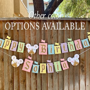 Mickey Disneyland inspired HAPPY BIRTHDAY Banner, Mickey birthday banner, Minnie birthday banner