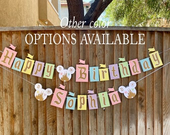 Mickey Disneyland inspired Happy Birthday Banner, Mickey birthday banner, Minnie birthday banner