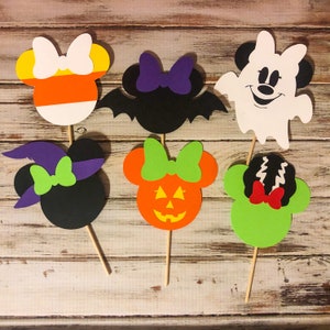 Halloween Mickey and Minnie Mouse inspired cupcake toppers, Mickey and Minnie Halloween Girl ONLY toppers