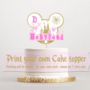 Babyland Cake Topper: Pink & Gold Mickey Minnie (PDF Digital Download