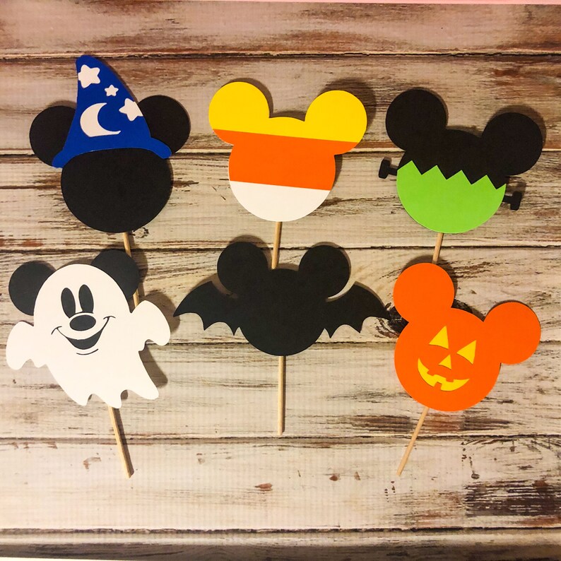 Halloween Mickey and Minnie Mouse inspired cupcake toppers, Mickey and Minnie Halloween Boy ONLY toppers