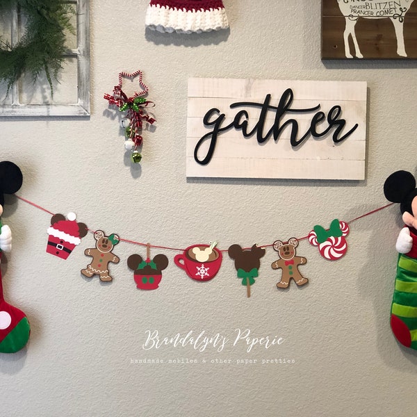 Mickey inspired Christmas Banner, Mickey inspired Holiday banner, Mickey treats, Christmas banner