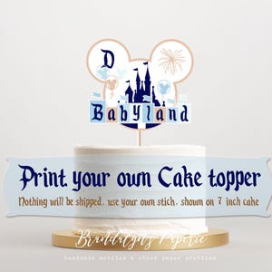Babyland Disneyland Inspired Cake Topper: Blue & Tan Mickey (DIY Printable)