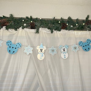 Mickey inspired Christmas Banner, Mickey Holiday banner, Mickey snowman, Christmas banner