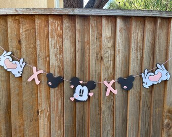 Mickey Mouse inspired Valentine's day Banner, Mickey Mouse inspired Love banner, Kiss mark xoxo
