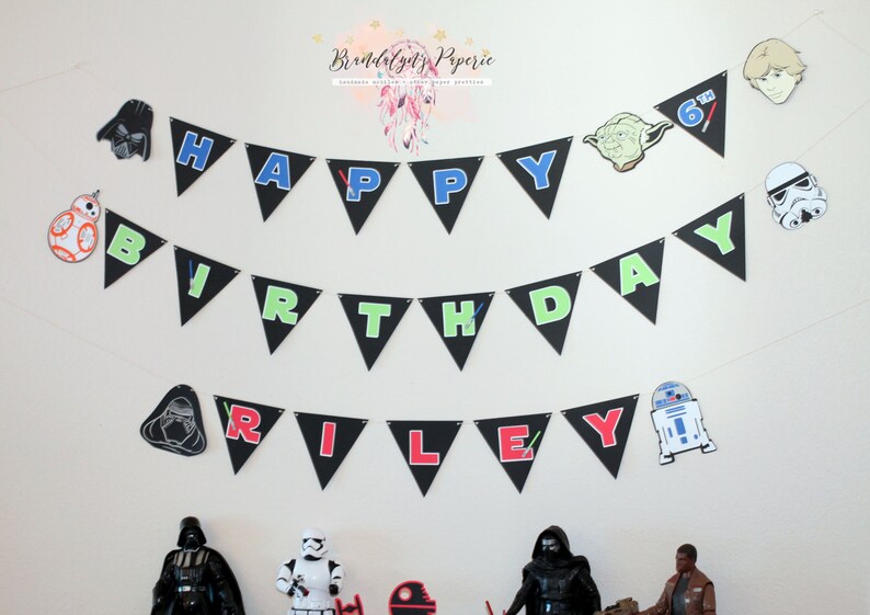 Star Wars Happy Birthday banner Star Wars birthday banner choose your characters
