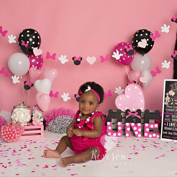 Pink Minnie Mouse Garland 12 Ft Minnie Mouse Birthday Etsy