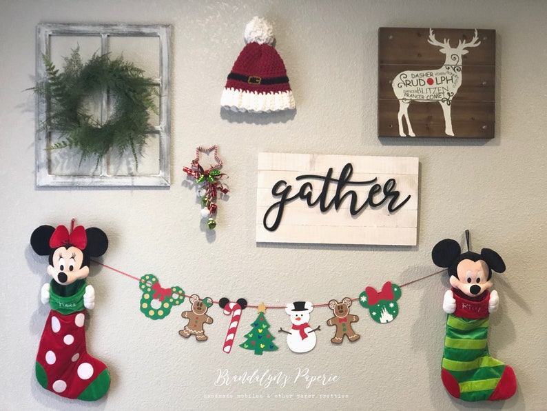 Mickey inspired Christmas Banner, Mickey inspired Holiday banner, Christmas Banner image 6