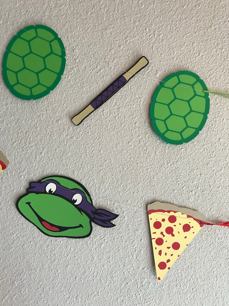 Teenage mutant ninja turtle inspired banners, set of 2, TMNT birthday banners image 6