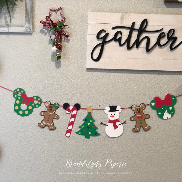 Mickey inspired Christmas Banner, Mickey inspired Holiday banner, Christmas Banner