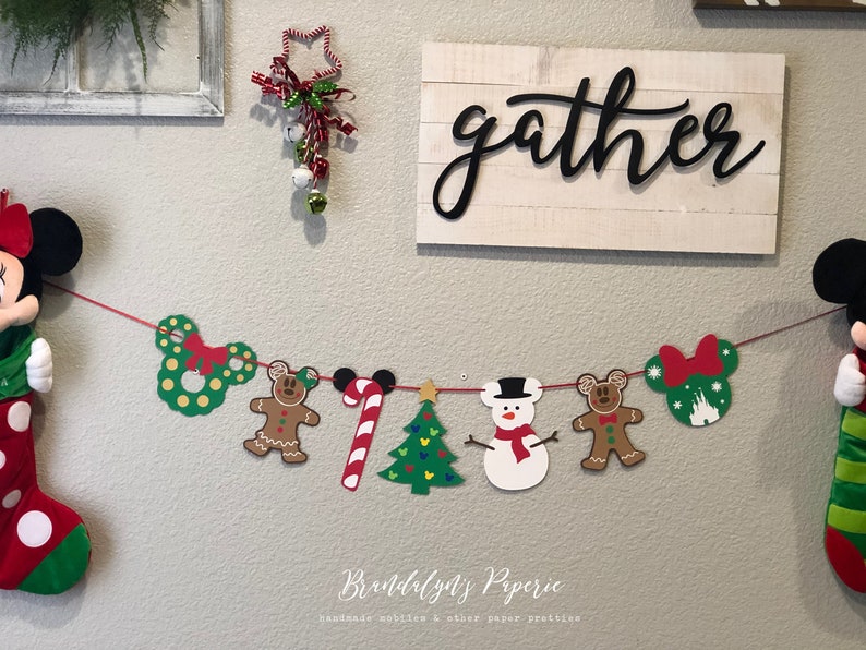 Mickey inspired Christmas Banner, Mickey inspired Holiday banner, Christmas Banner image 1