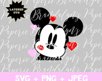 Valentine's Day Mickey Kiss SVG PNG JPEG cut file