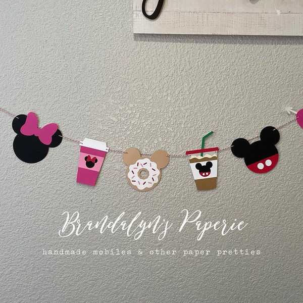 Mickey inspired Valentine's I love you a latte donut banner, Mickey Mouse Valentine's Day Banner, Minnie Valentine's Day Banner, love banner