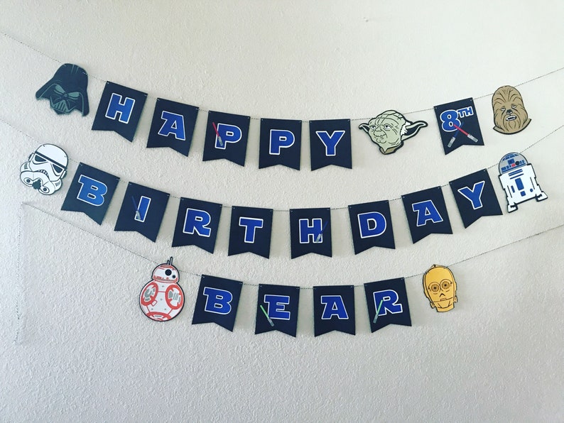Star Wars Happy Birthday banner Star Wars birthday banner choose your characters