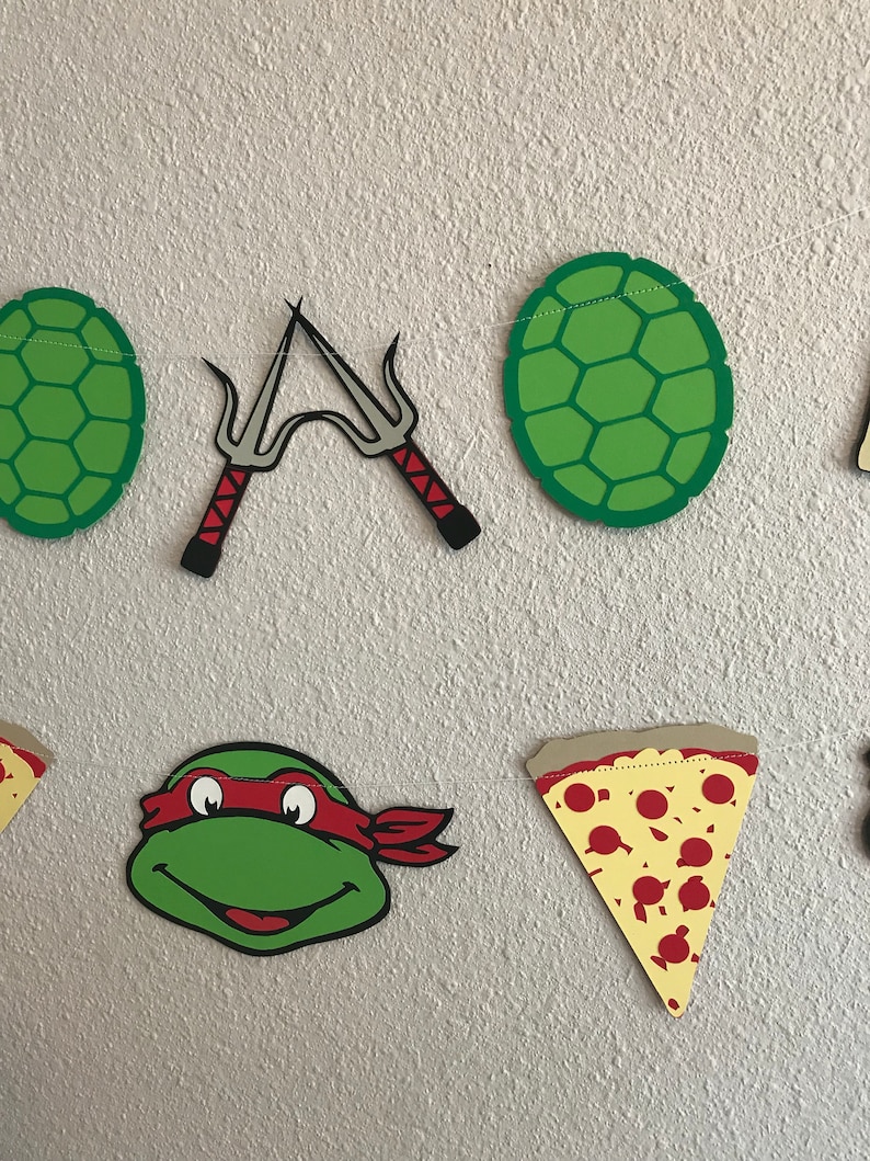 Teenage mutant ninja turtle inspired banners, set of 2, TMNT birthday banners image 9