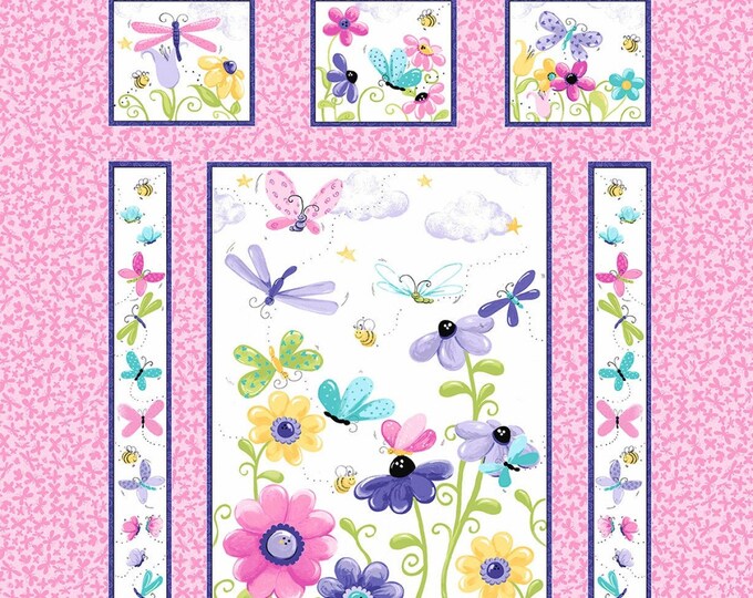 Fabric Susybee Pink Flutter the Butterfly Panel 36 X 44 for Children - Etsy