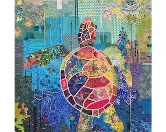 Seawell Sea Turtle Collage Quilting Pattern by Laura Heine from Fiberworks