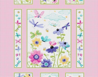 ファブリック Susybee Flutter bye パネル 36 x 44 子供用 ピンク