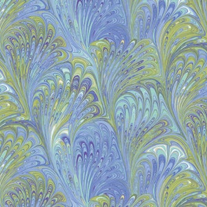 Fabric Pale Blue Swirl Fan from The Flower Festival by Benartex Collection