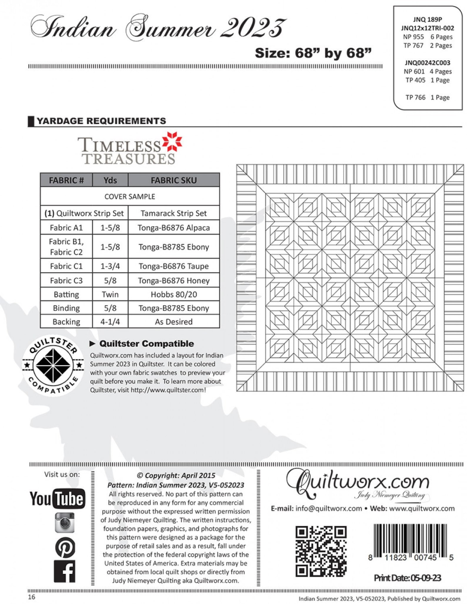 Indian Summer 2023 New Paper Piecing Quilting Pattern by Judy Niemeyer ...