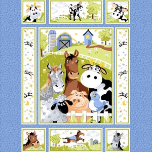 Fabric Susybee Denim Barnyard Buddies Panel 36 x 44 for Children