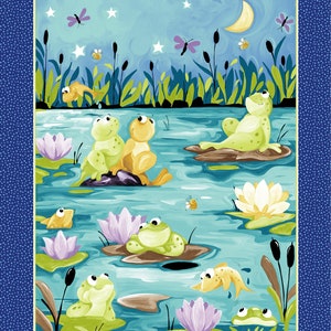 Fabric Susybee Navy Paul the Frog Quilting Panel for Childrens Quilts