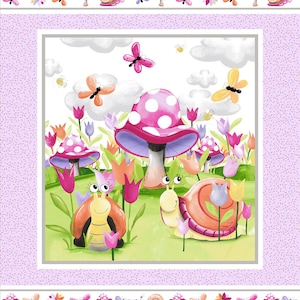 Fabric Susybee Sloane the Snail Panel by Susybee 36 x 44 for Children