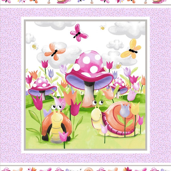 Fabric Susybee Sloane the Snail Panel by Susybee 36 x 44 for Children