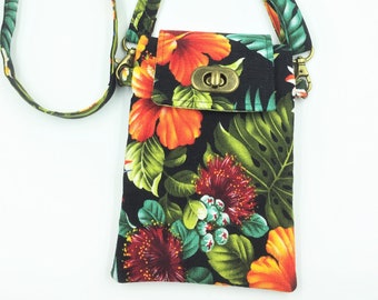 Cell Phone Crossbody Bag in Hawaiian Florals