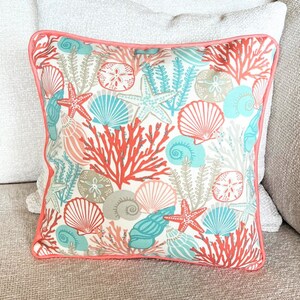 Coastal/Sealife Throw Pillow Cover, 16&quot; x 16&quot;, with Piping and Hidden Zipper