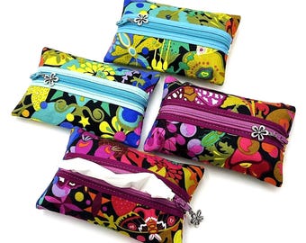 Zippered Pouch, Tissue Holder, Business Card Holder, Credit Card Holder, Coin Pouch in Vibrant Colors