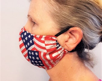 Face Mask in American Flags with filter pocket & nose wire