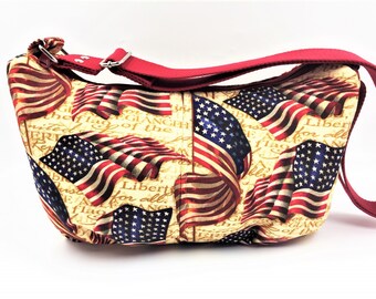 Hobo Shoulder Bag in American Flags