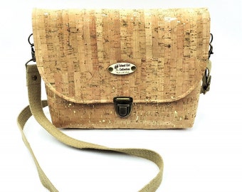 Cork Crossbody Bag in Natural Gold Fleck Cork Leather