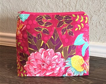 Cosmetic Bag, Travel Bag, Makeup Bag, Toiletry Bag, Project Bag in Bright Florals