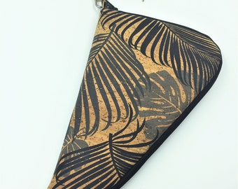 Zippered Handgun Case in Tropical Leaf Print Cork Leather