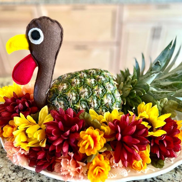 Thanksgiving Centerpiece, Turkey Centerpiece, Holiday Decoration, Pineapple Turkey, Fall Centerpiece, Hostess Gift