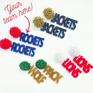 Custom Game Day Earrings, Custom Team Earrings, Collegiate Earrings, Football Earrings, Football Mom, High School Earrings, Spiritwear