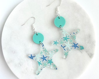 Starfish Earrings, Summer Earrings, Seashell Earrings, Shell Earrings, Summer Statement Earrings