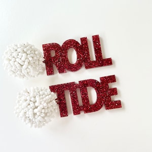 Roll Tide Earrings, University of Alabama Earrings, Crimson Tide Earrings, Game Day Earrings, College Earrings, Alabama Football Earrings