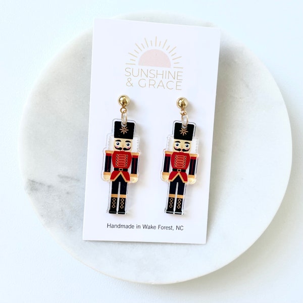 Nutcracker Earrings, Christmas Earrings, Holiday Earrings, Red Nutcracker Earrings, Nutcracker Jewelry