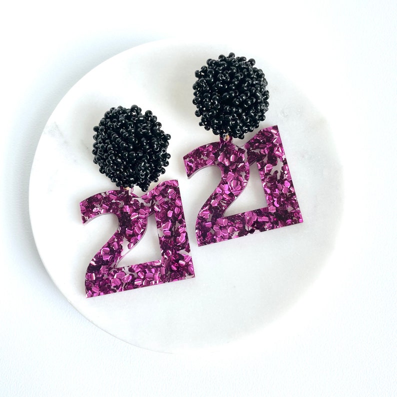 Custom Birthday Earrings, Milestone Birthday Gift, Milestone Birthday Earrings, Birthday Gift, 40th Birthday Gift, 21st Birthday Gift image 4