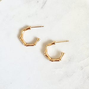 Gold Bamboo Hoops, Everyday Hoops, Gold Bamboo Hoop Earrings, Everyday Earrings, Gold Hoop Earrings, Bamboo Earrings