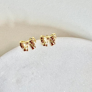 Gold Bow Studs, Bow Stud Earrings, Gold Bow  Earrings, Tiny Bow Earrings, Bow Earrings, Gift for Tween, Gift for Teen, Coquette Earrings