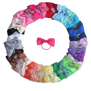 10-40 pcs 3 Inch Hair Bow WITH Elastic Loop Ponytail Holder bow with elastic bands Baby/Toddler Girls hair bows Mini bows, U Pick Colors