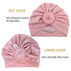 Chapeau Turban doublé en Satin soyeux pour bébés bébés filles garçons Bonnet nouveau-né coton Bonnet petits enfants casquettes de sommeil image 1