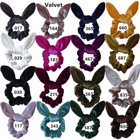12 Pack Hair Tie Scrunchies Rabbit Bunny Ear Bow Bowknot Scrunchie Velvet Girls