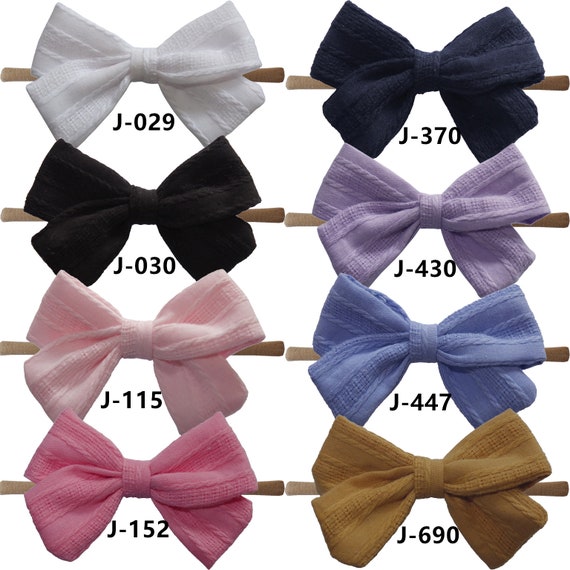 Jacquard Cotton Fabric Bow Headbands Baby Toddler Girl S Etsy