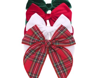 Christmas Hair Bows for Little Girls Baby Mom Velvet Fable Bow Hair Clips Xmas Plaid Red Green Hair Bow Accessories