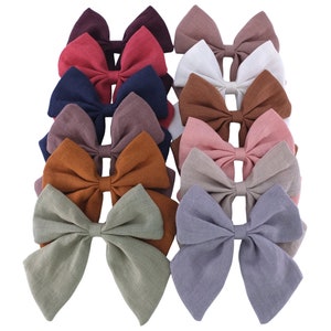 Linen Hair Bow Alligator Clips for Baby Girls Hair Barrettes Accessories Toddler Kids Teens Women Large Sailor Bows Hair Clips